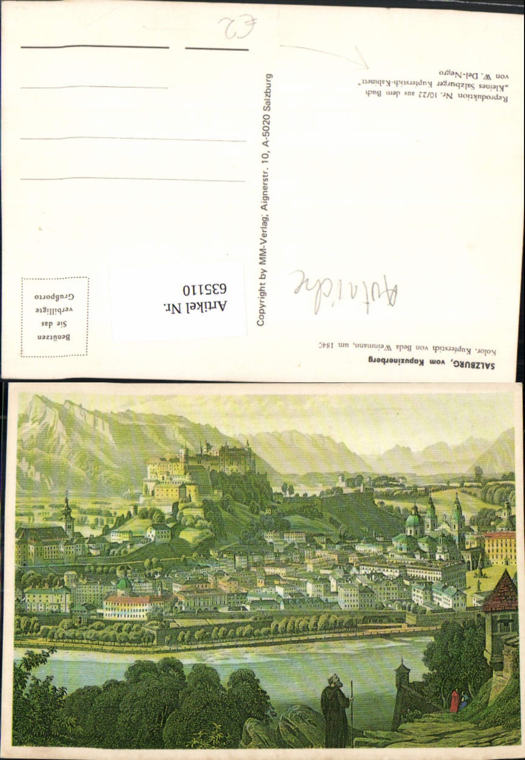 635110, Artist Ak after copper engraving Beda Weinmann Salzburg v. Kapuzinerberg