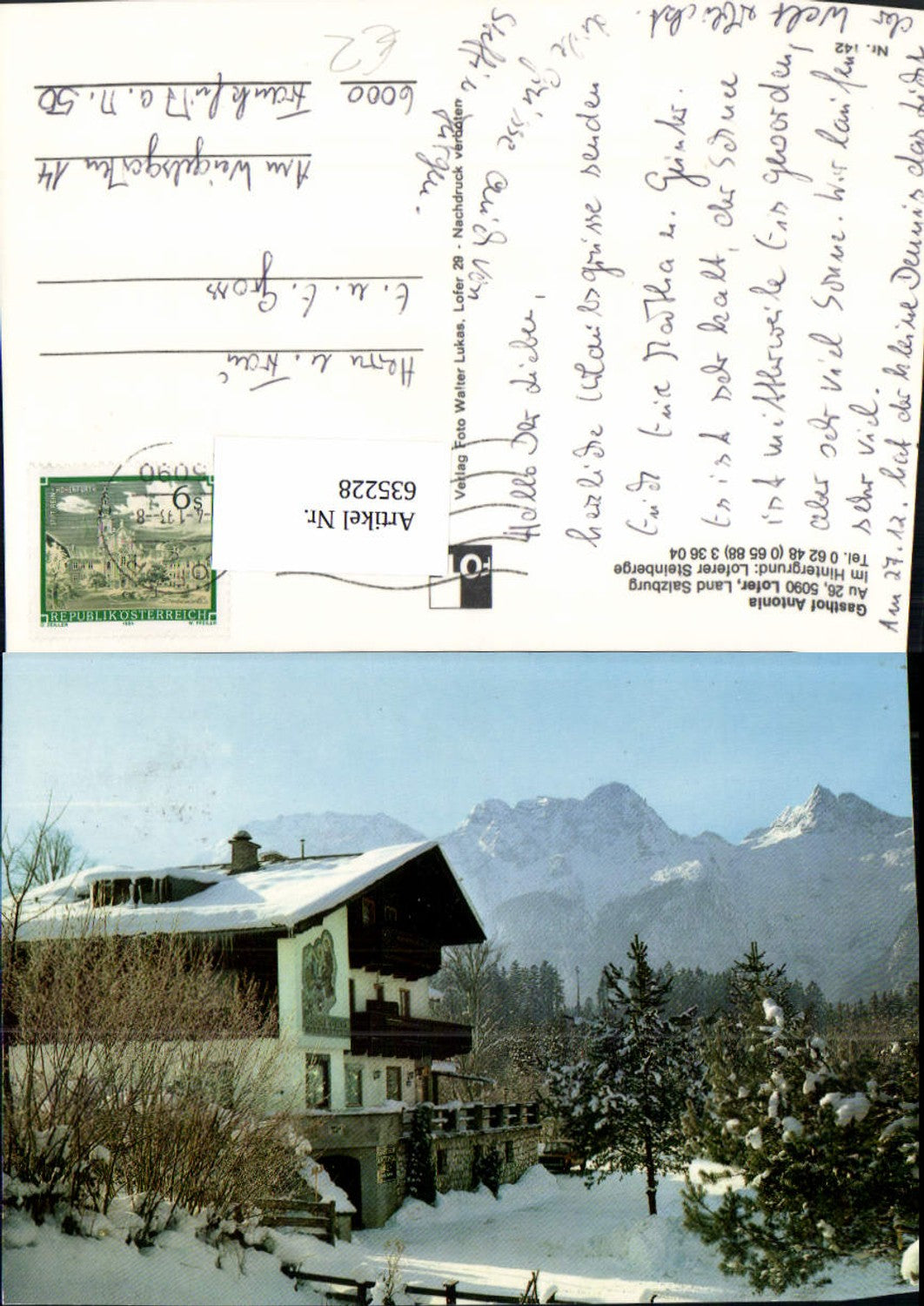 635228,Lofer m. Loferer Steinberge Gasthof Antonia Winteransicht