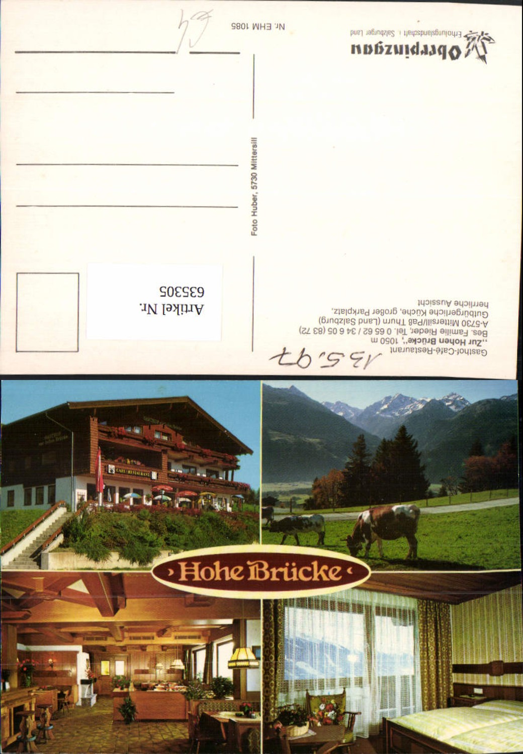 635305,Mehrbild Ak Mittersill Paß Thurn Gasthof Pension Zur Hohen Brücke Rinder Kühe