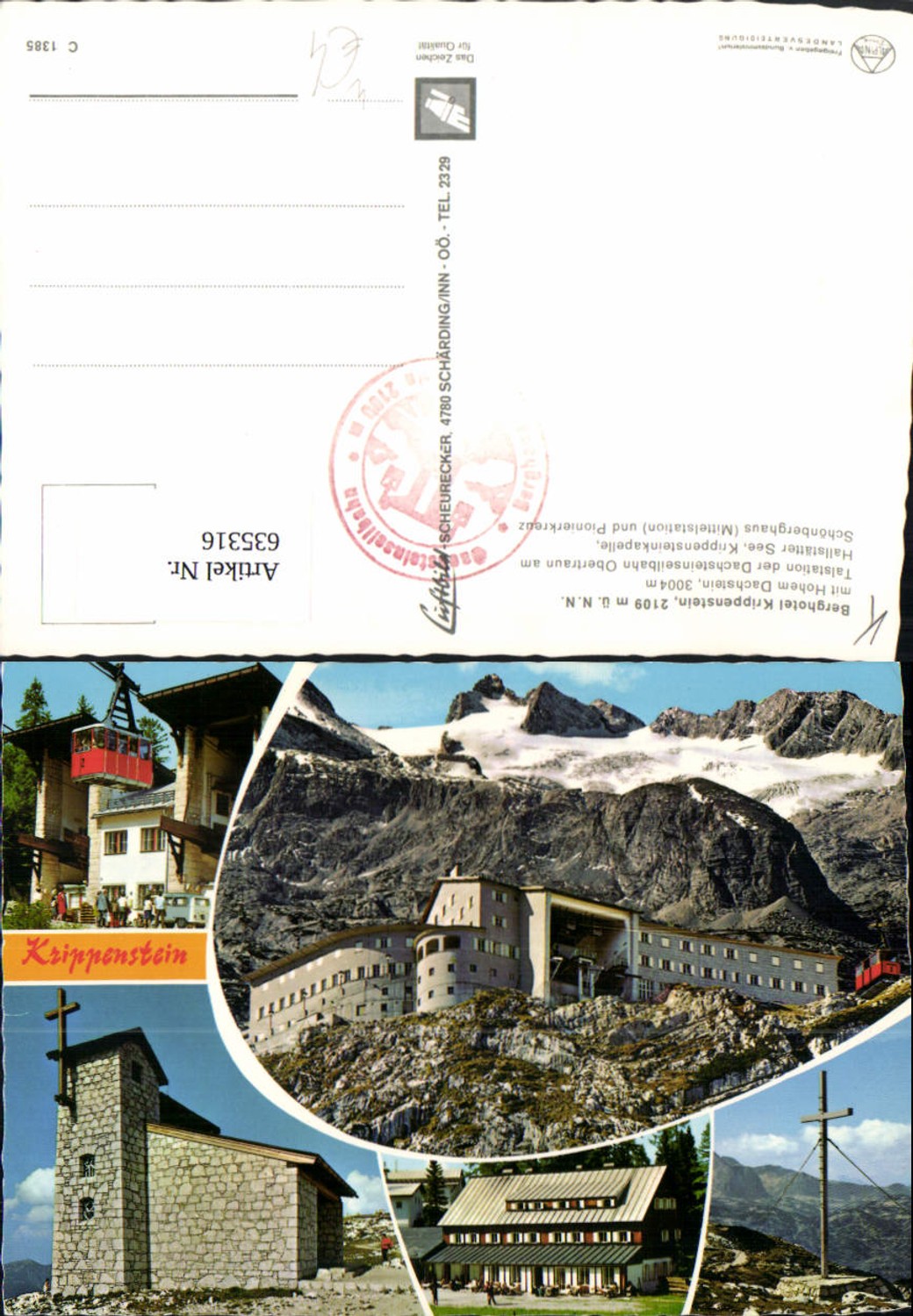 635316,Mehrbild Ak Obertraun Berghotel Krippenstein m. Hohem Dachstein Seilbahn Gondel