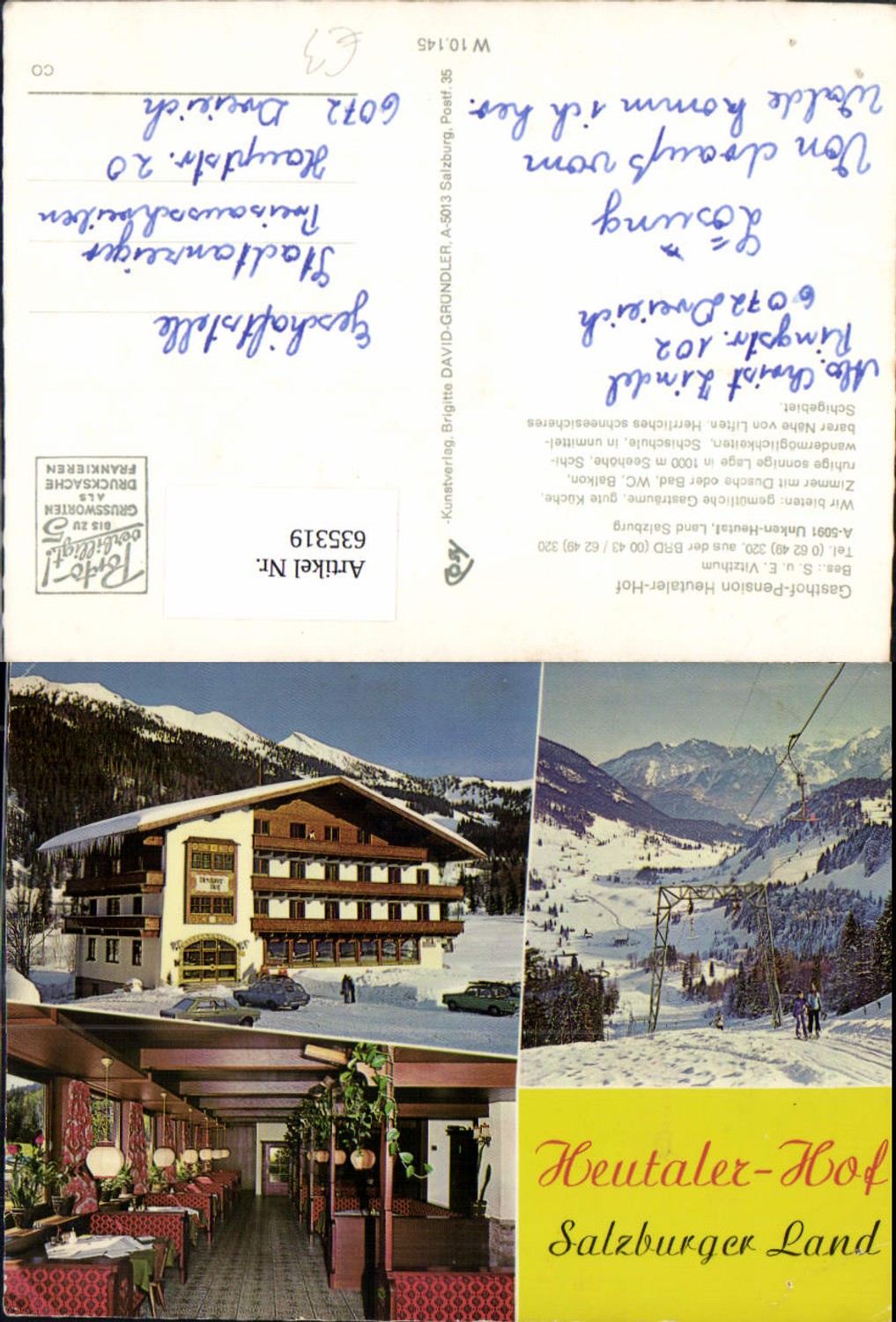 635319,Mehrbild Ak Unken Heutal Gasthof Pension Heutaler-Hof Skilift Wintersport