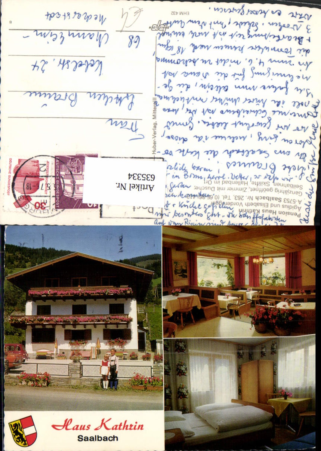 635334,Mehrbild Ak Saalbach-Hinterglemm Pension Haus Kathrin