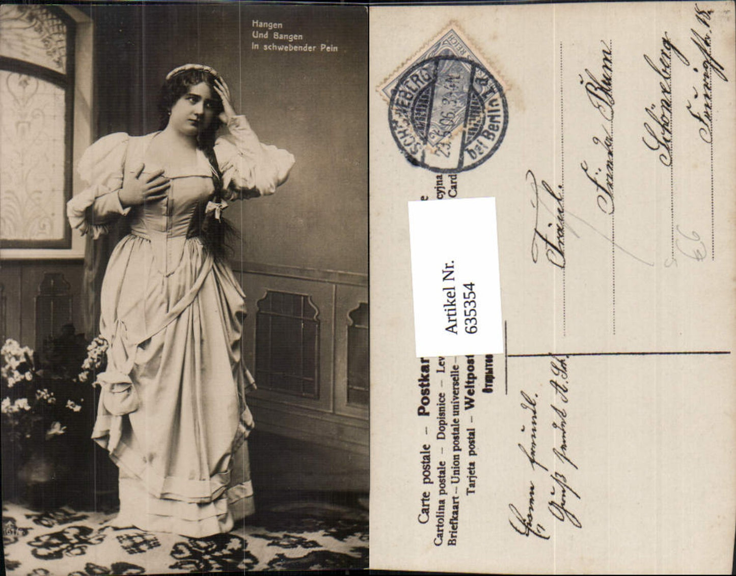 635354,Foto-AK Frau Zopf Frisur Kleid Stp. Schöneberg Berlin