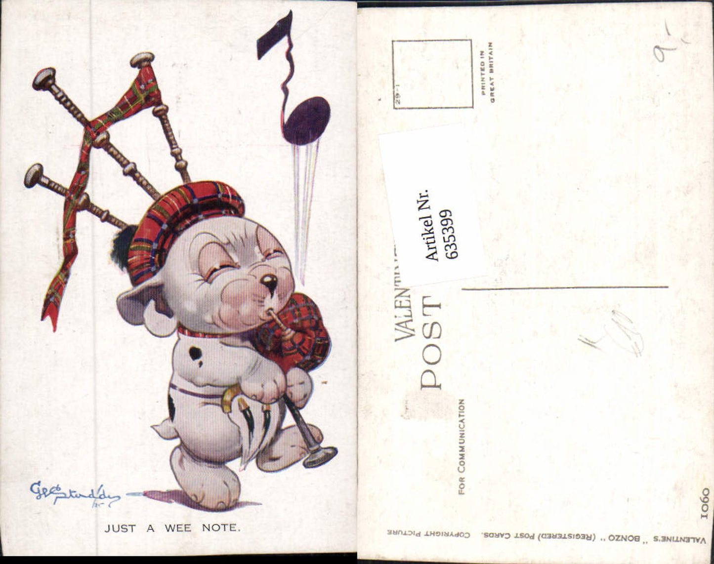 635399,Künstler AK George E. Studdy Bonzo Pipe Dudelsack