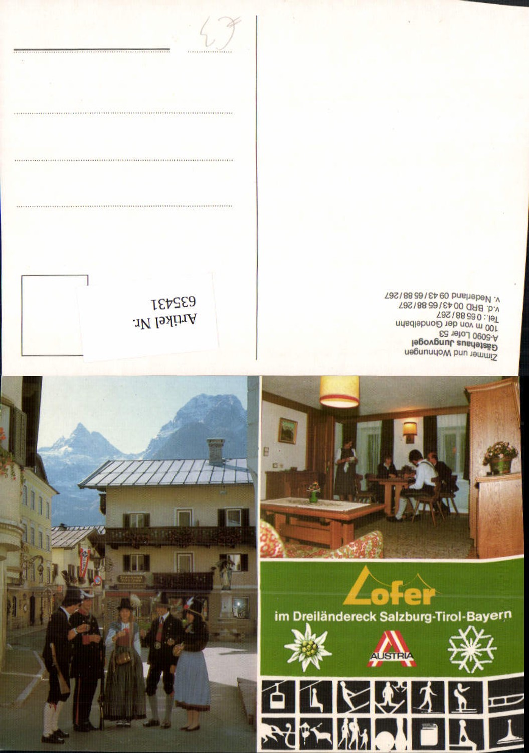 635431,Mehrbild Ak Lofer Gästehaus Jungvogel Tracht