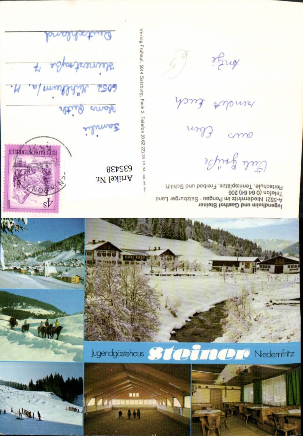 635438, Multi-image Ak Hüttau Niedernfritz im Pongau Youth Hostel Gasthof Steiner Winter Sports