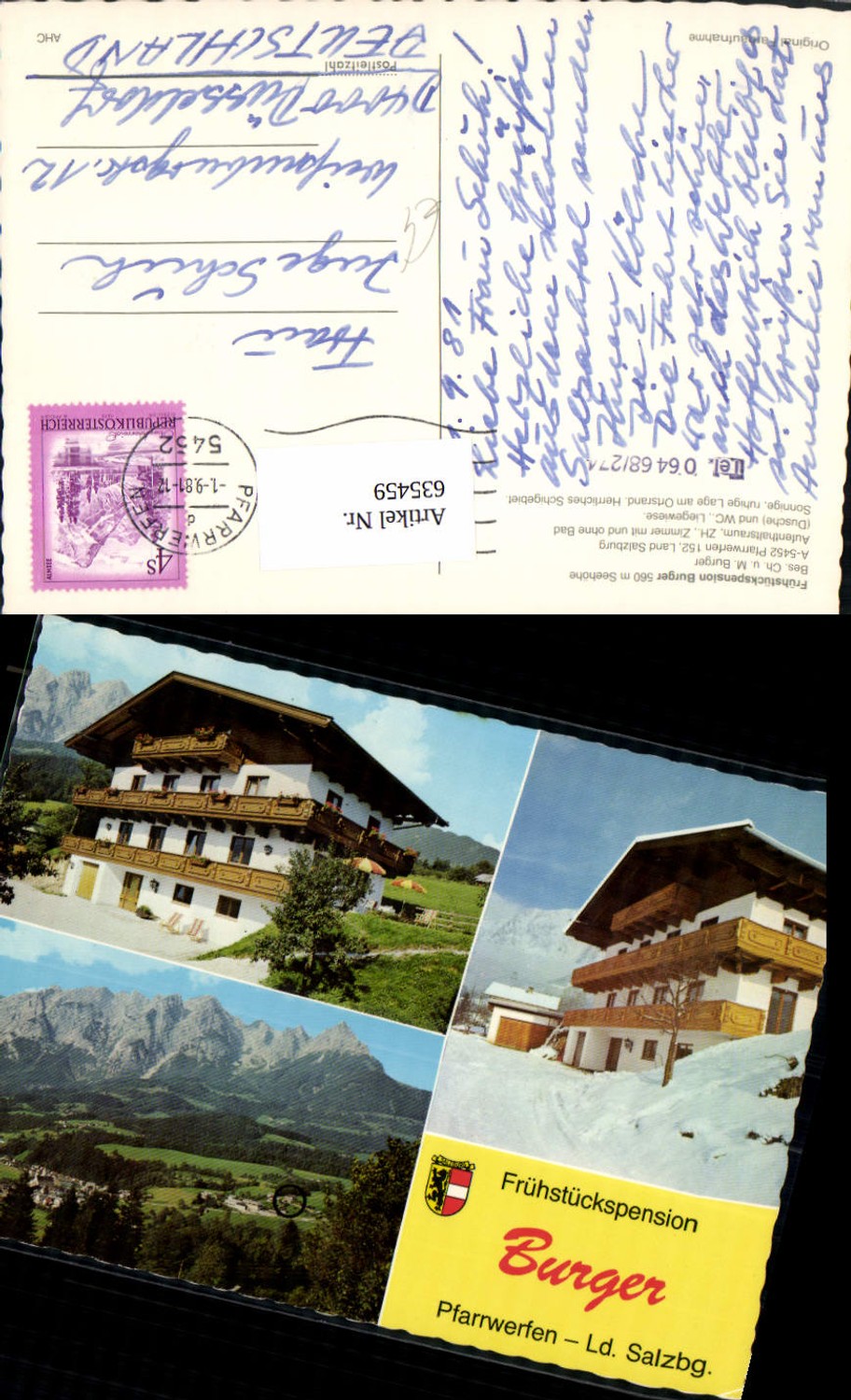 635459, Multi-image Ak Pfarrwerfen Bed and Breakfast Burger
