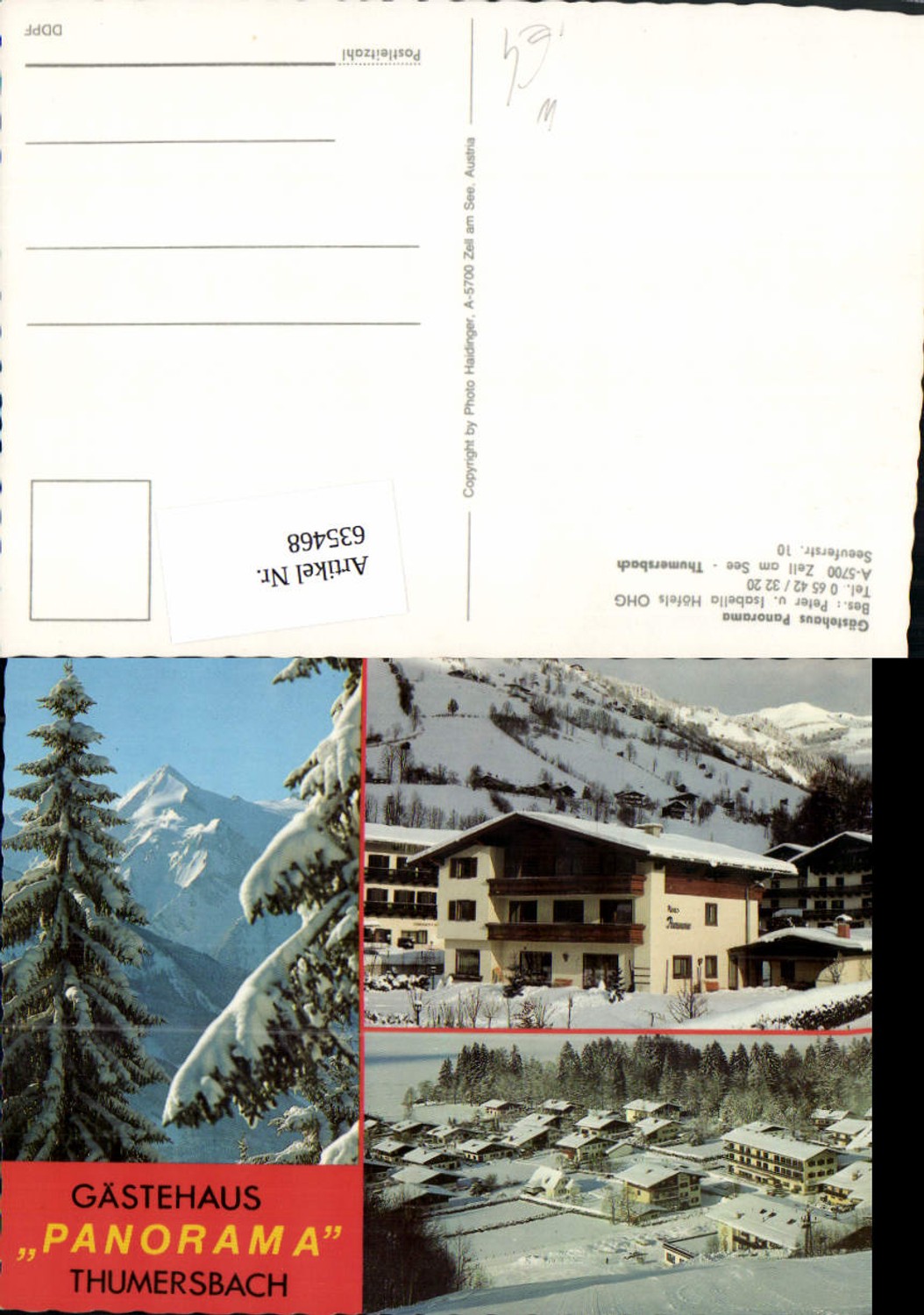 635468,Mehrbild Ak Zell a. See Thumersbach Gästehaus Panorama Winteransicht