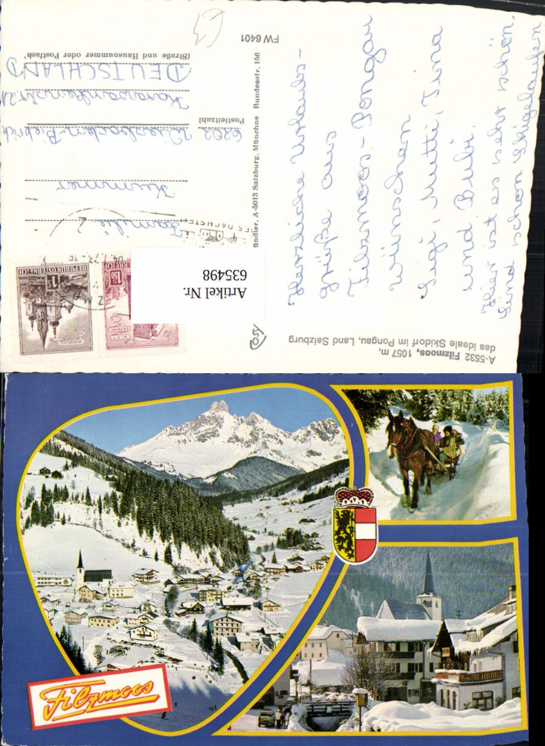 635498, Multi-image Ak Filzmoos horse-drawn sleigh horse