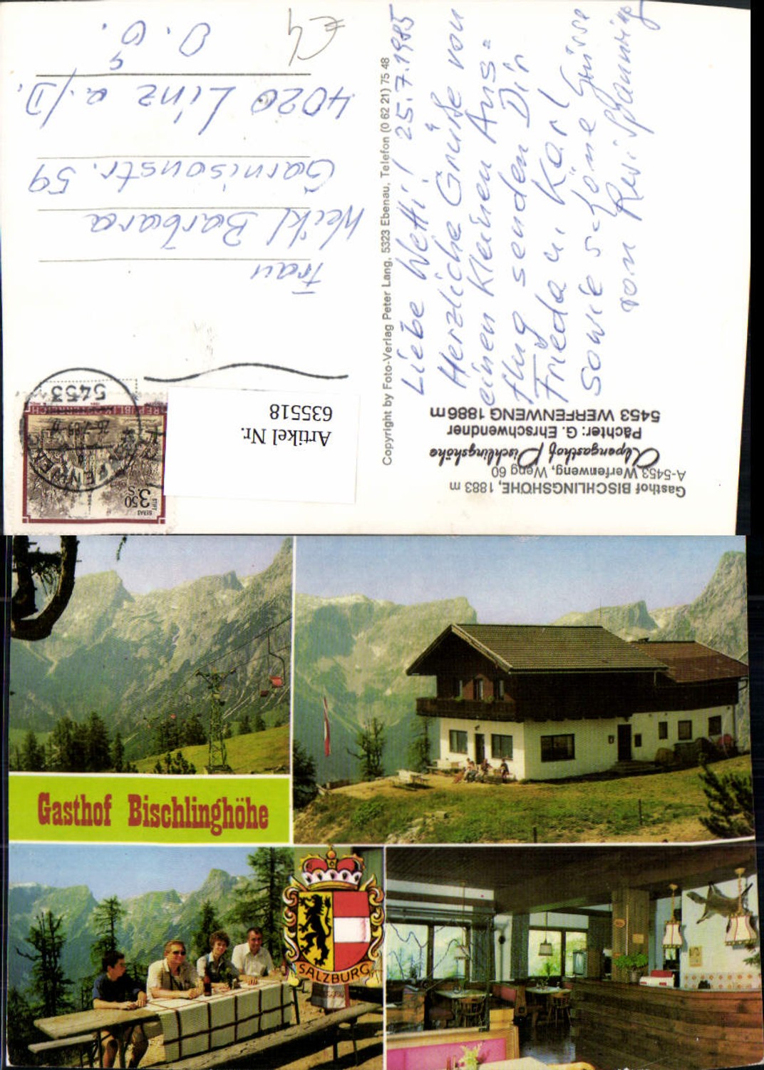 635518, Multi-image Ak Werfenweng Gasthof Bischlingshöhe