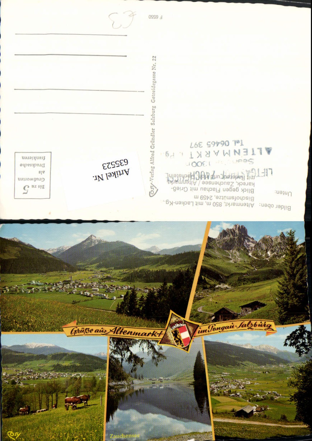635523,Multi-image postcard of Altenmarkt im Pongau with Bischofsmütze view towards Flachau