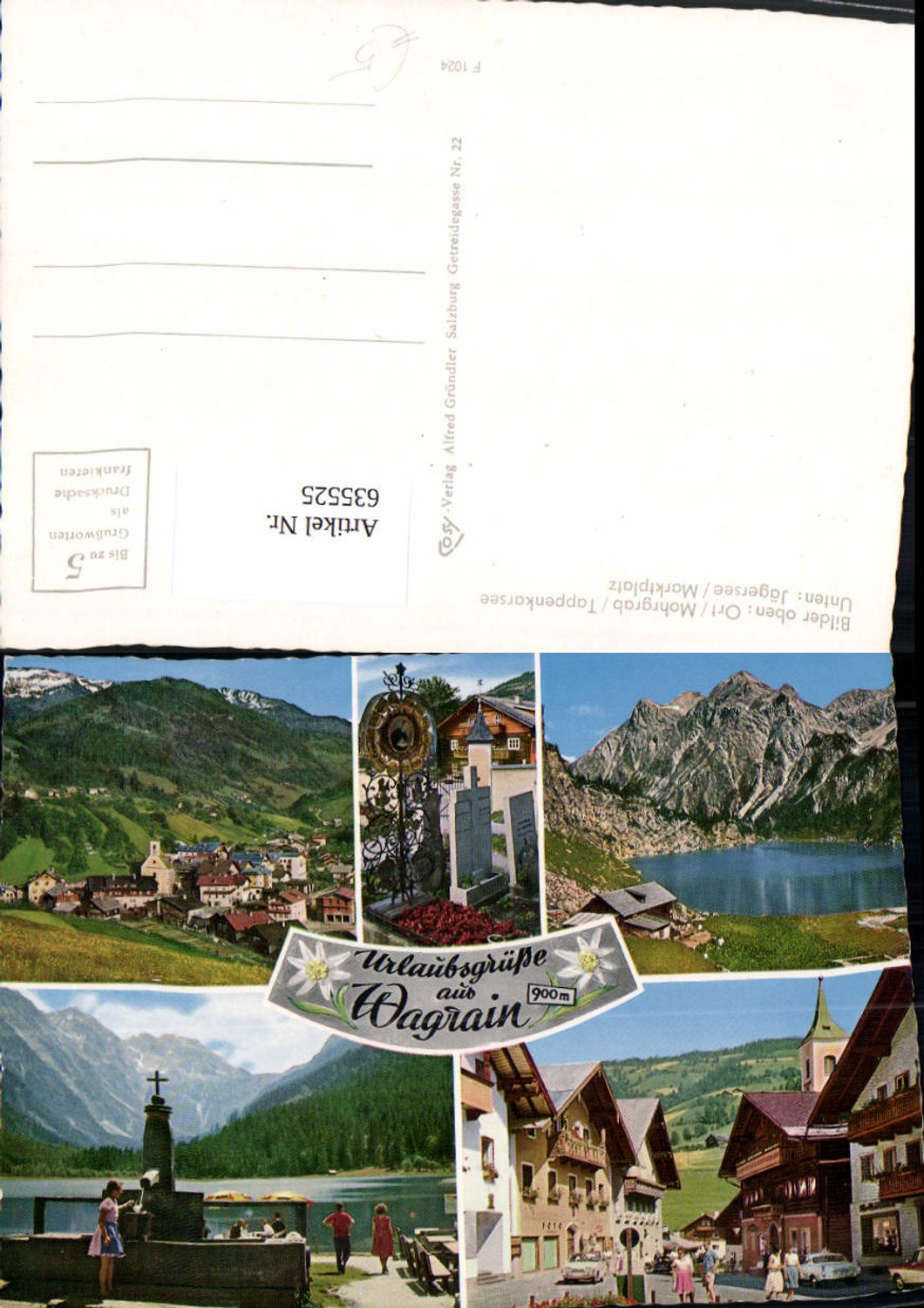 635525, multi-image postcard Wagrain village motif Mohrgrab Tappenkarsee Jägersee