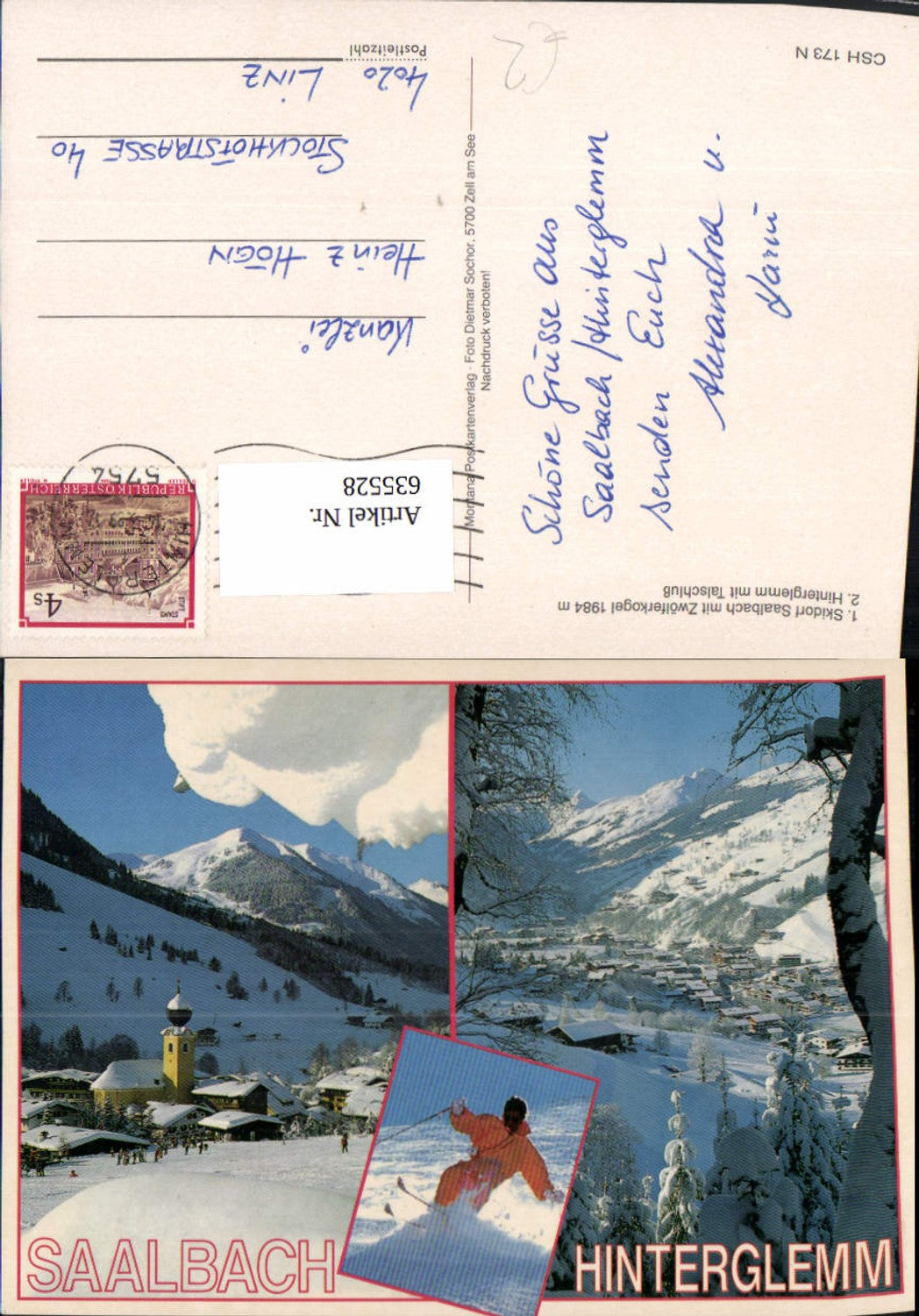 635528,Mehrbild Ak Saalbach-Hinterglemm Wintersport Zwölferkogel Ski