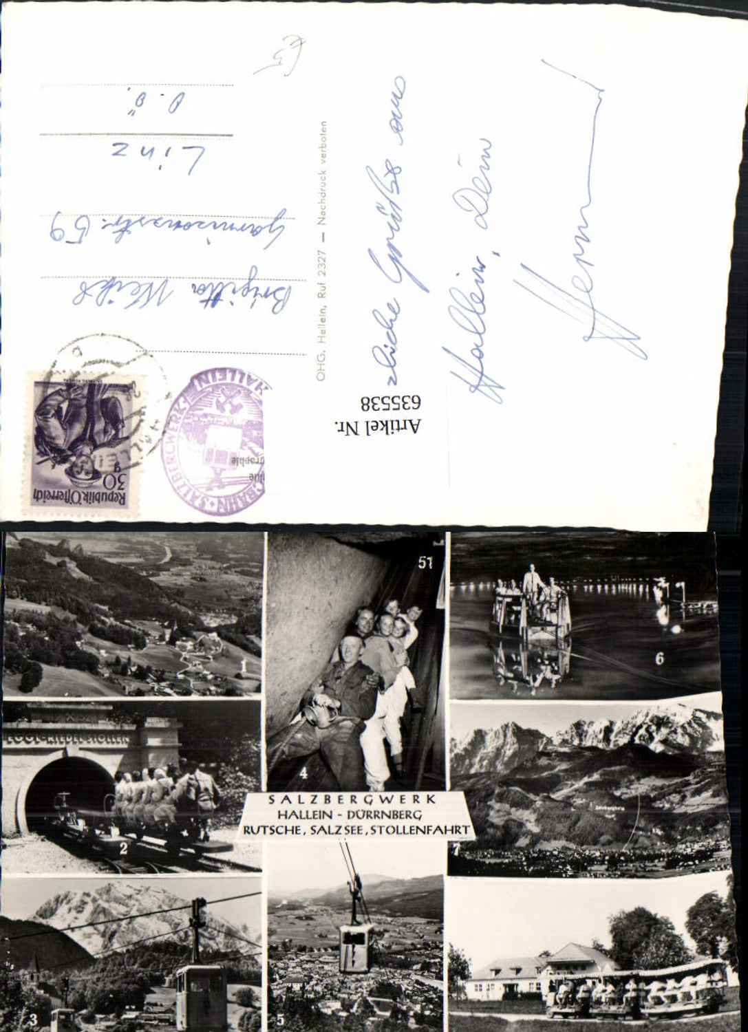 635538,Mehrbild Ak Salzbergwerk Hallein Dürrnberg Salzsee Stollenfahrt Bergbau Bergwerk