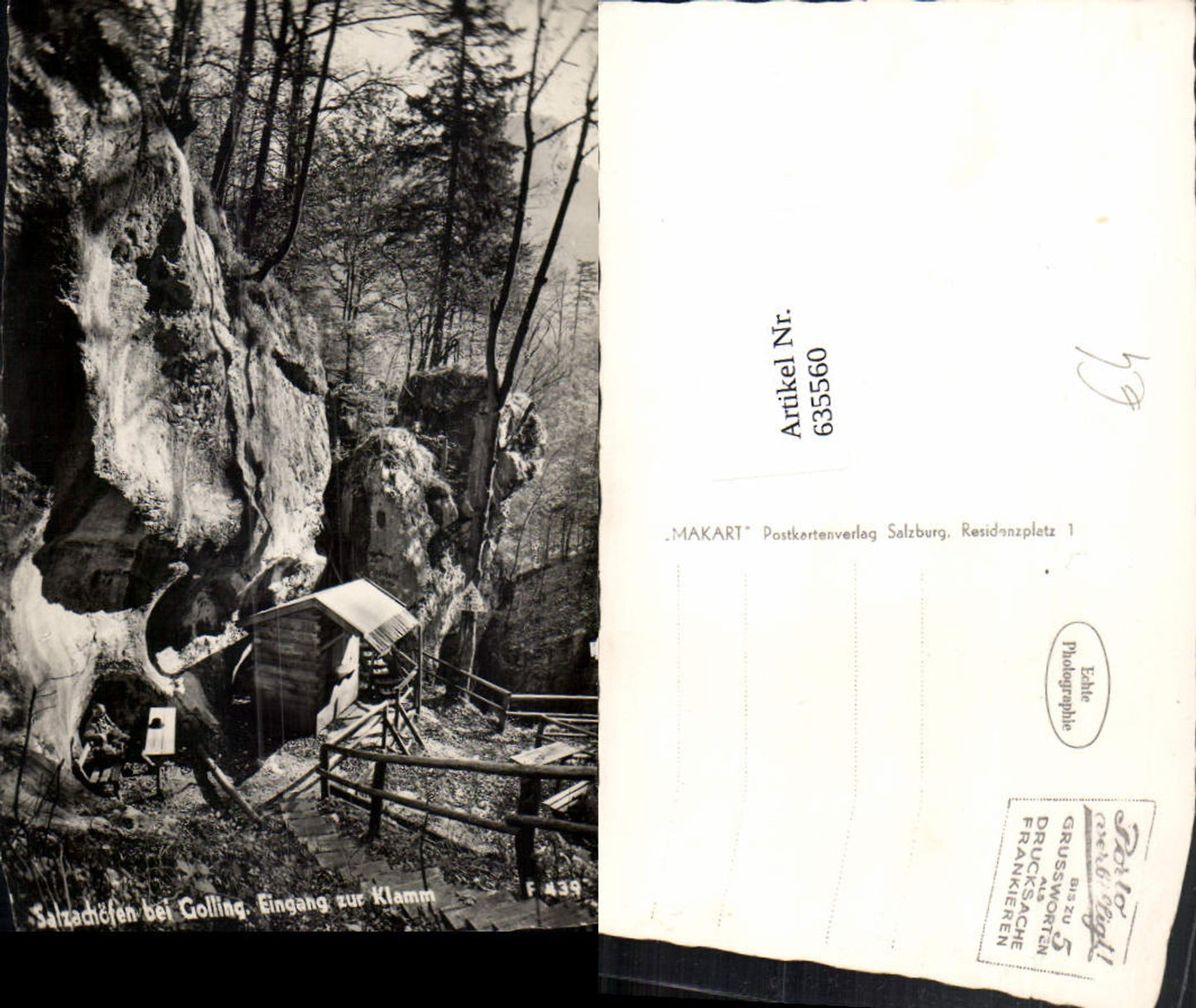 635560,Foto Ak Salzachöfen b. Golling a. d. Salzach Eingang zur Klamm
