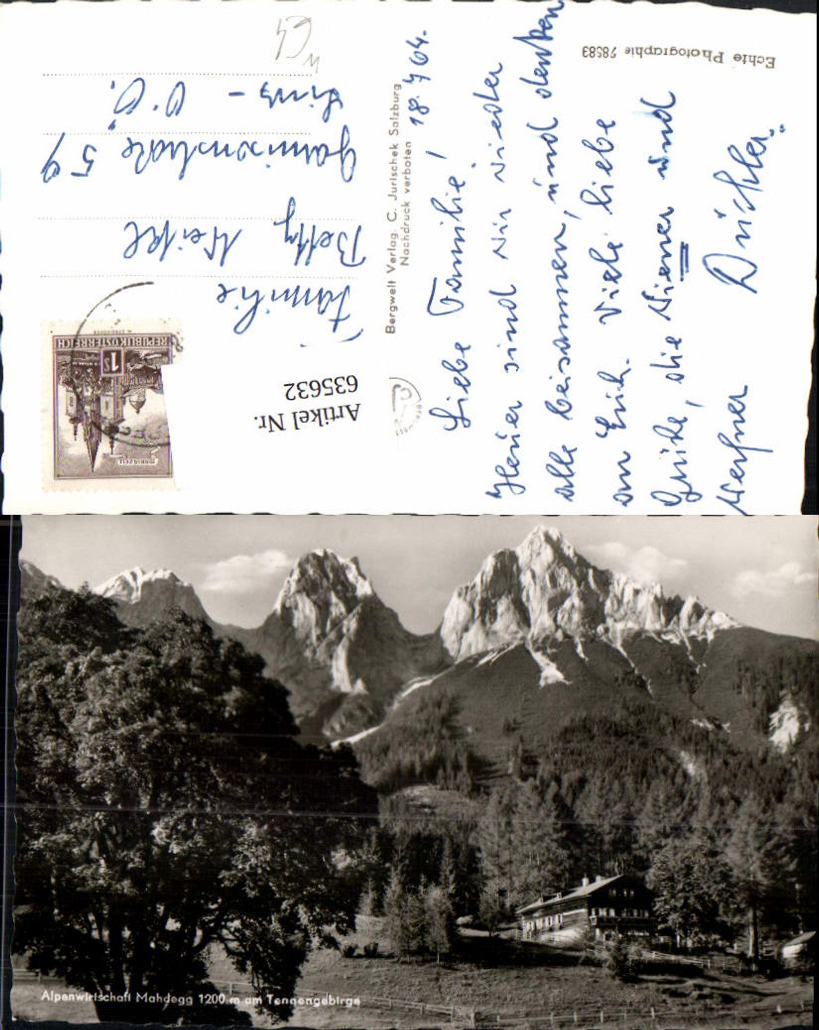 635632,Photo Ak Maier Pfarrwerfen Alpenwirtschaft Mahdegg a. Tennengebirge Mahdegg Alm
