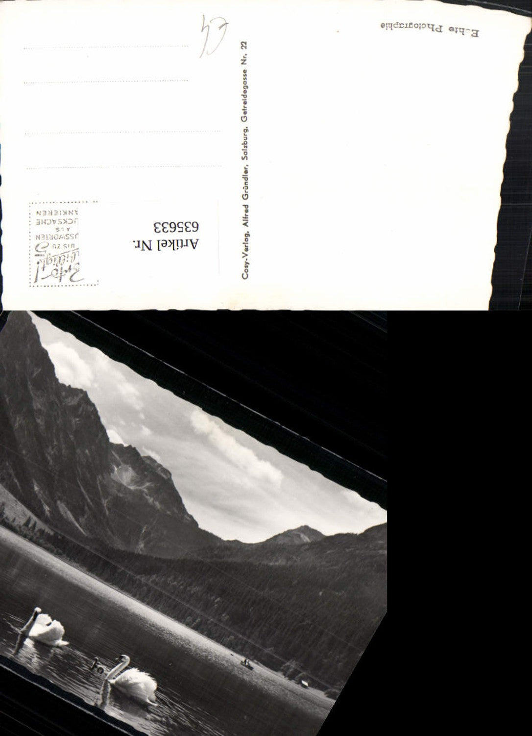 635633, Photo Ak Jägersee Wagrain Kleinarl Swan Rowing boat