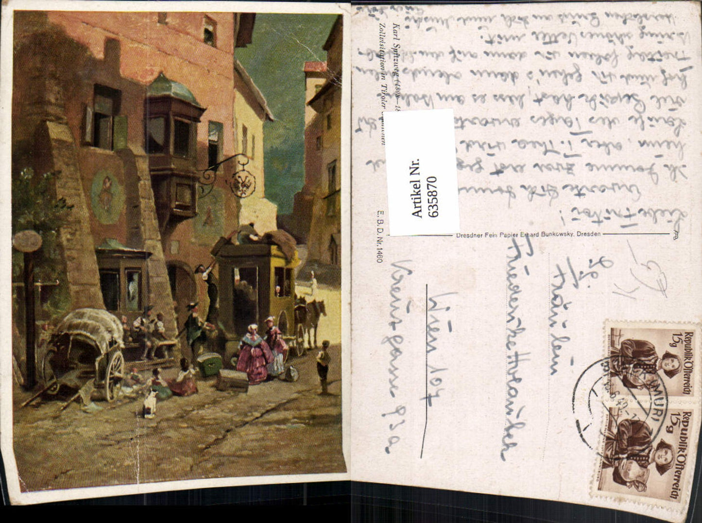635870,Künstler Ak Karl Spitzweg Zollvisitation in Tiroler Städtchen