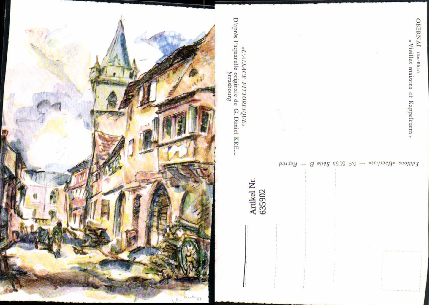 635902, Artist Ak G. Daniel Krebs Obernai Bas-Rhin Kappelturm France