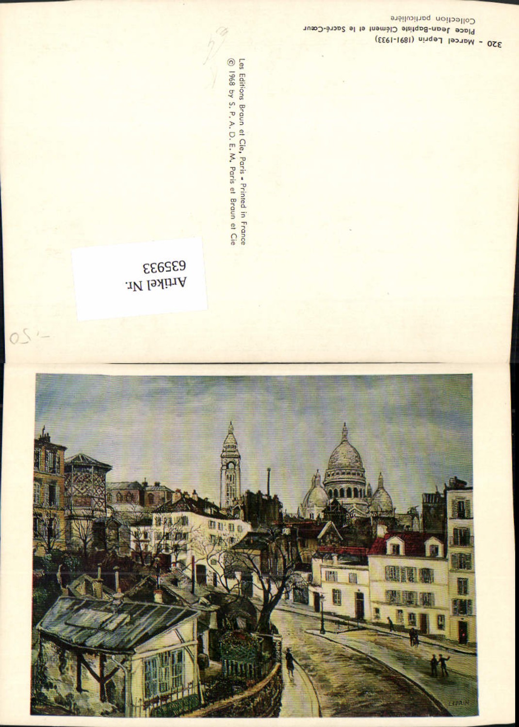 635933,Künstler Ak Marcel Leprin Paris Place Jean-Baptiste Clement et le Sacre-Coeur France