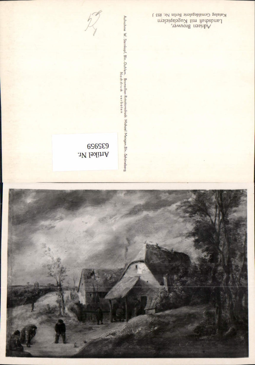 635959,Künstler Ak Adriaen Brouwer Landschaft m. Kugelspielern