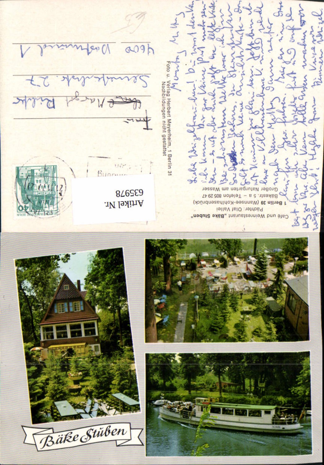 635978,Mehrbild Ak Berlin Wannsee Kohlhasenbrück Cafe Weinstube Bäke Stuben Schiff