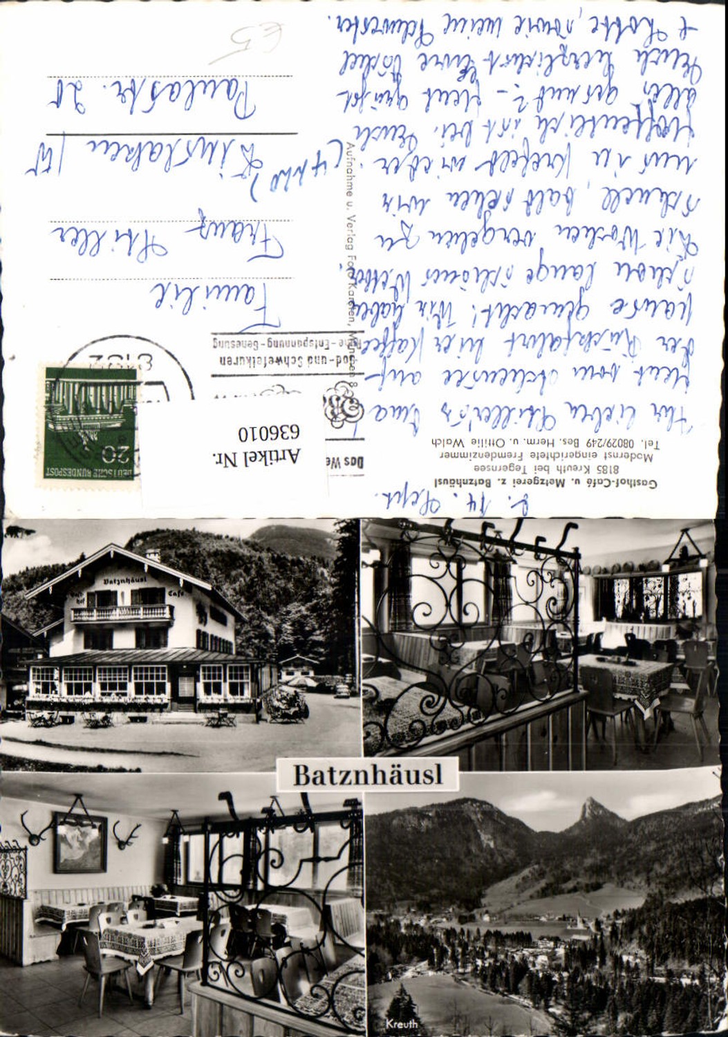 636010,Mehrbild Ak Kreuth b. Tegernsee Gasthof Cafe Batznhäusl