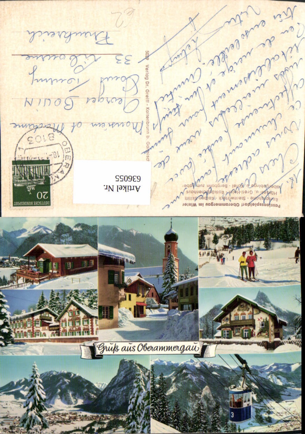 636055,Mehrbild Ak Passionsspieldorf Oberammergau i. Winter Seilbahn Gondel