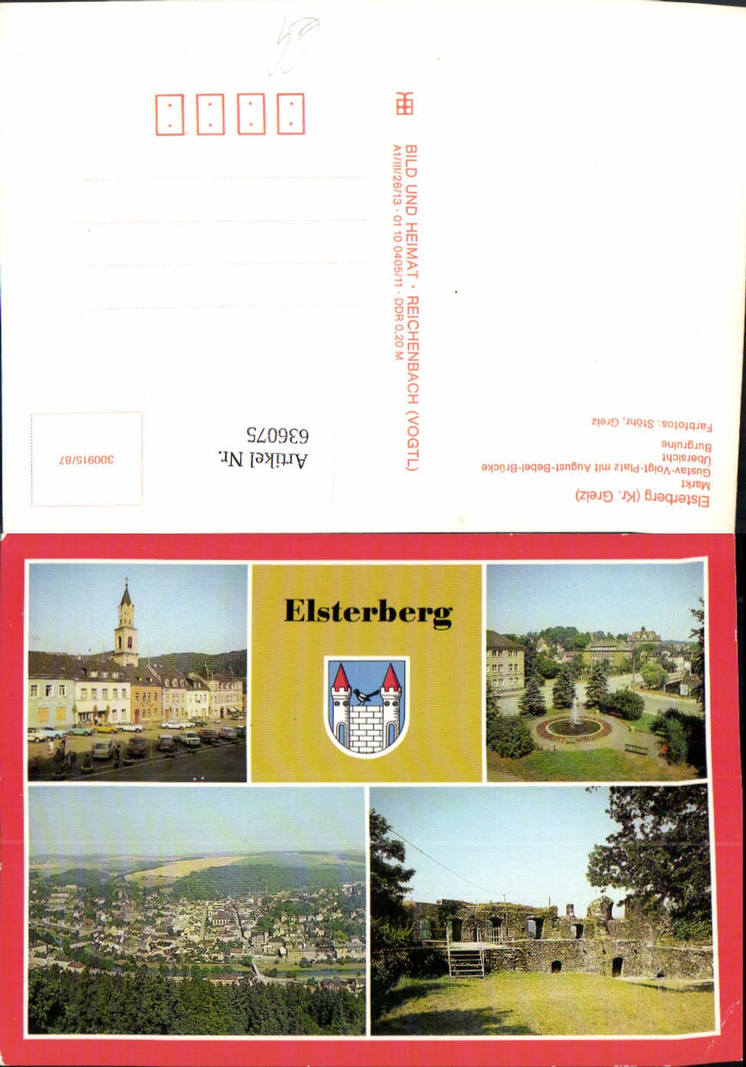 636075,Mehrbild Ak Elsterberg Markt Burgruine Gustav-Voigt-Platz