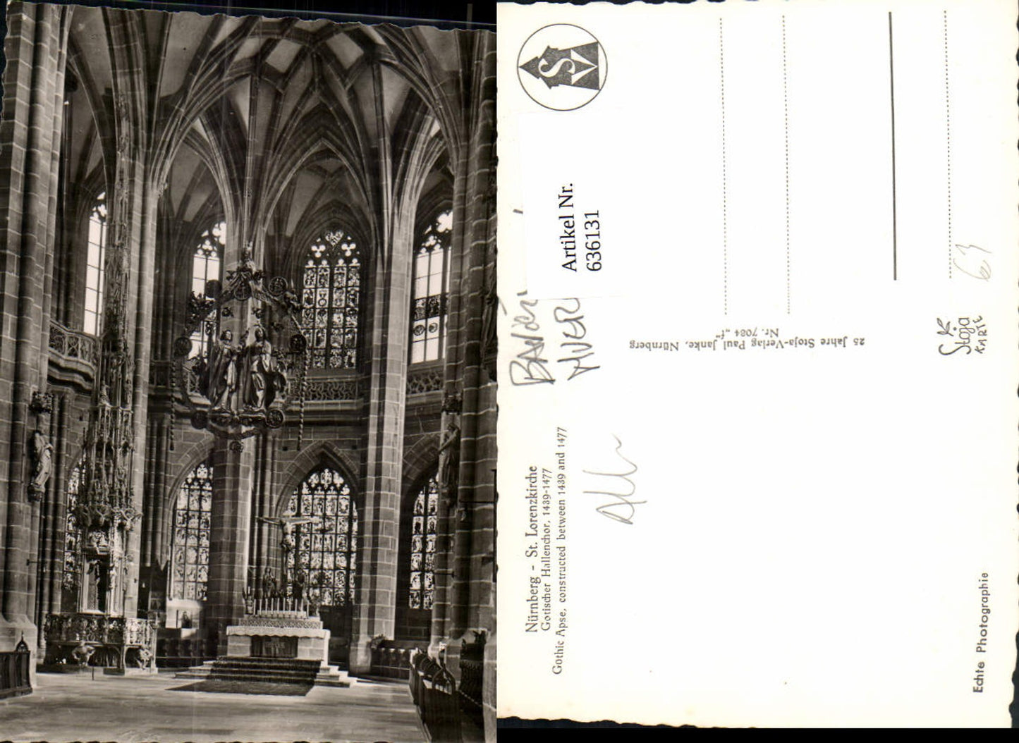 636131,Foto Ak Nürnberg St Lorenzkirche Kirche Gotischer Hallenchor
