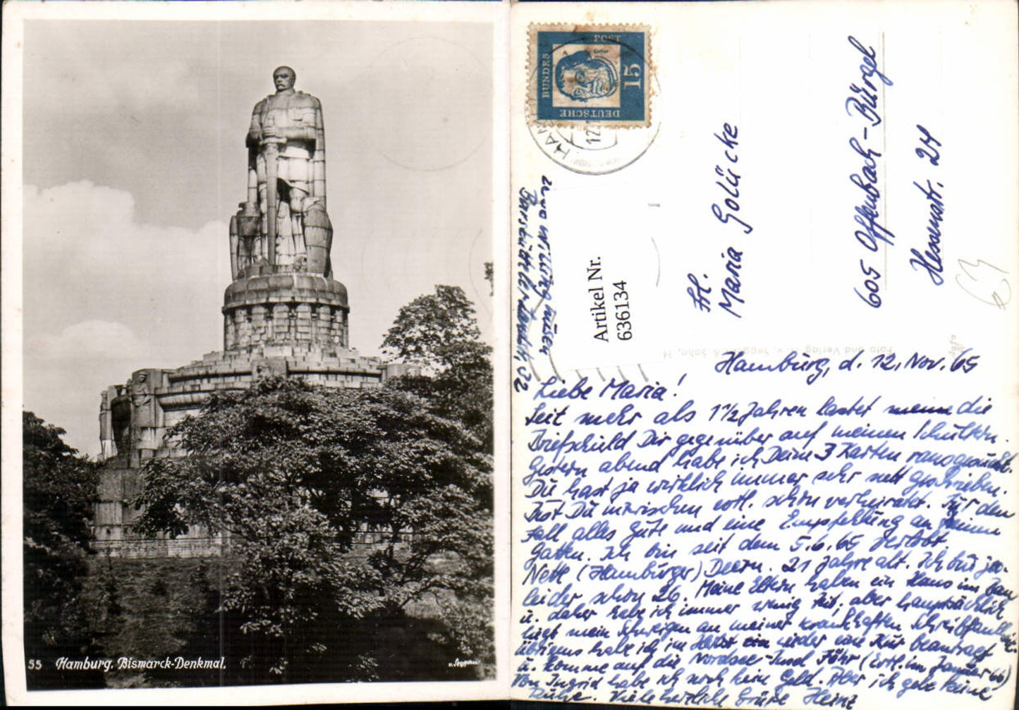 636134,Foto Ak Hamburg Bismarck-Denkmal