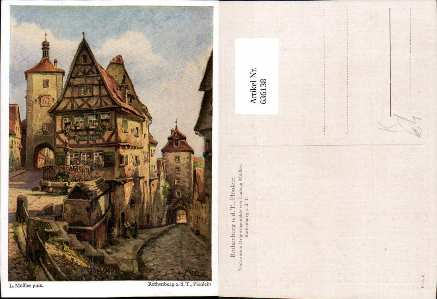 636138,Künstler Ak Ludwig Mößler Rothenburg ob der Tauber Plönlein