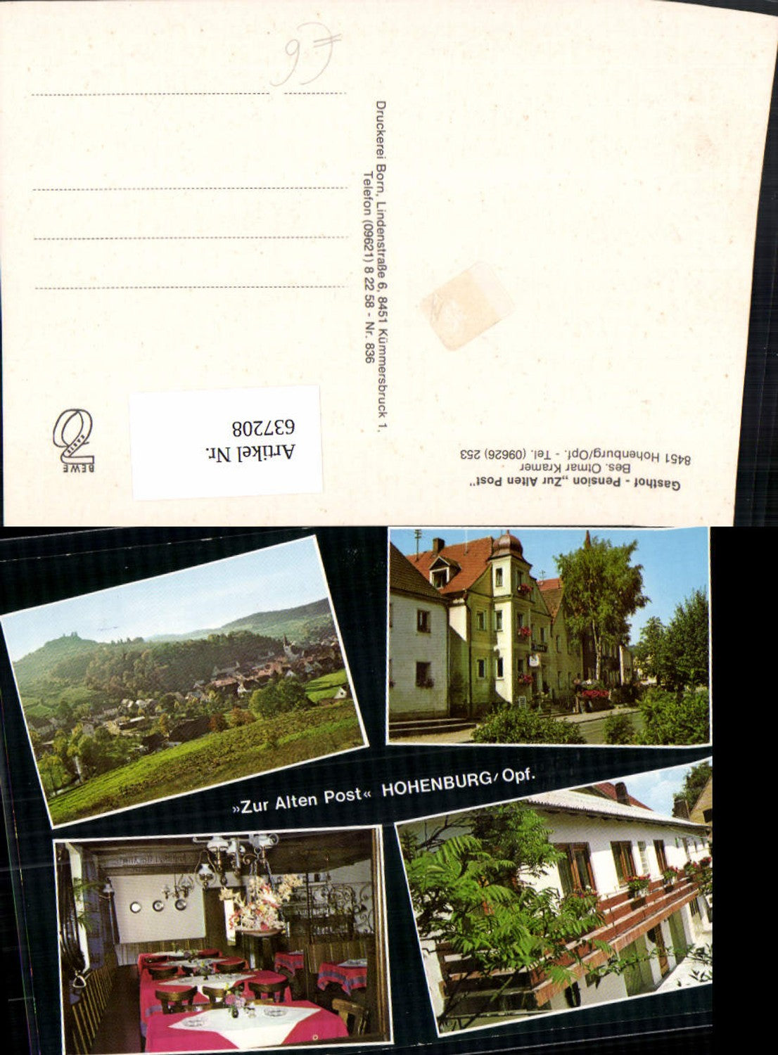 637208,Mehrbild Ak Hohenburg Opf. Gasthof Pension Zur Alten Post