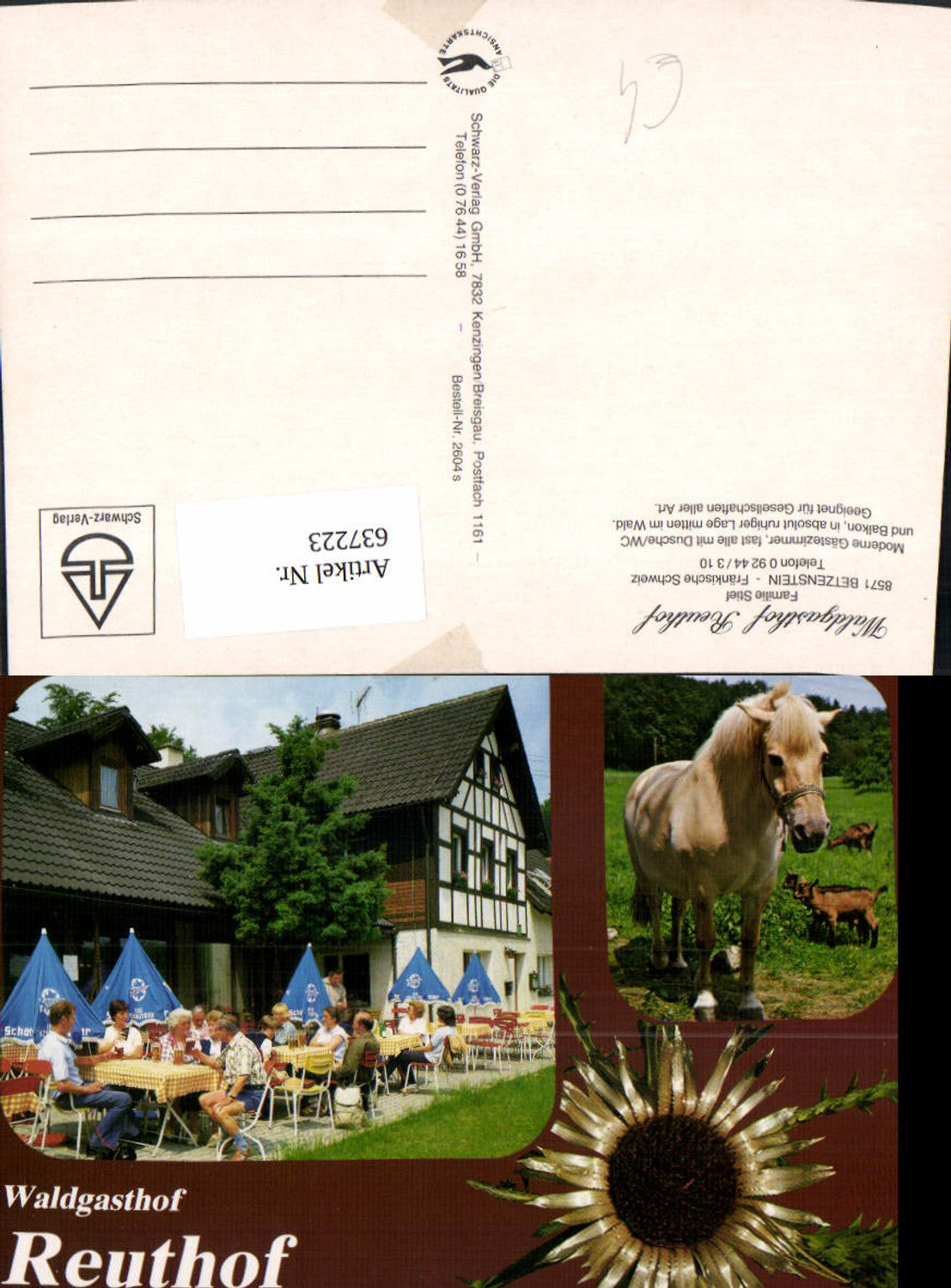 637223,Mehrbild Ak Betzenstein Fränkische Schweiz Waldgasthof Reuthof Pferd Ziegen