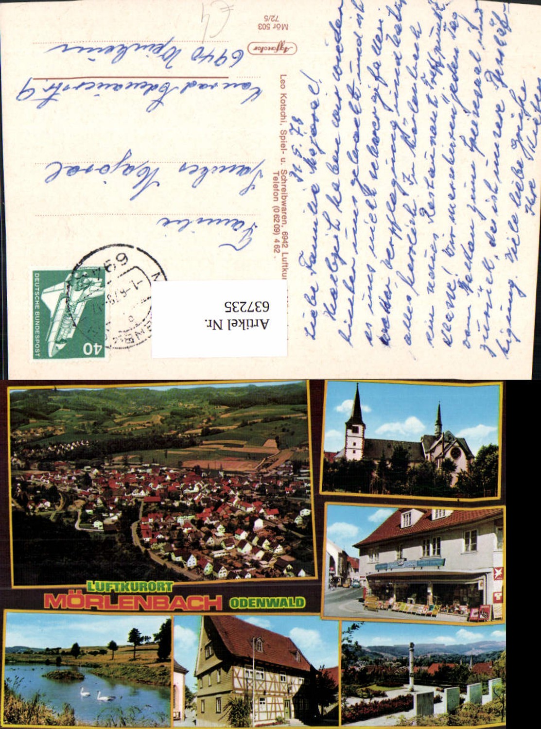 637235,Mehrbild Ak Mörlenbach Odenwald Kirche Denkmal Schwan Schwäne