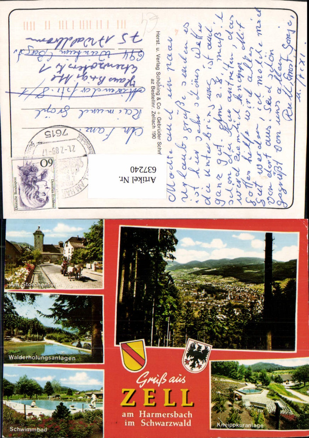 637240,Mehrbild Ak Zell a. Harmersbach i. Schwarzwald Am Storchenturm Schwimmbad