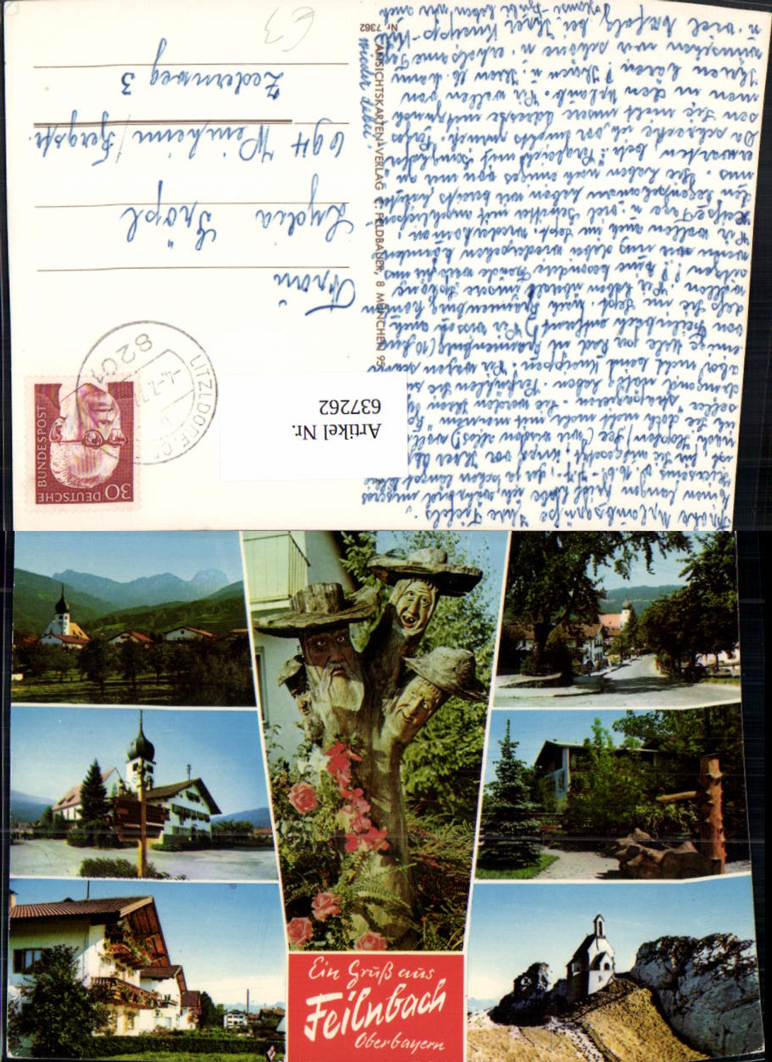 637262,Mehrbild Ak Bad Feilnbach Kirchlein Holzgesichter Brunnen