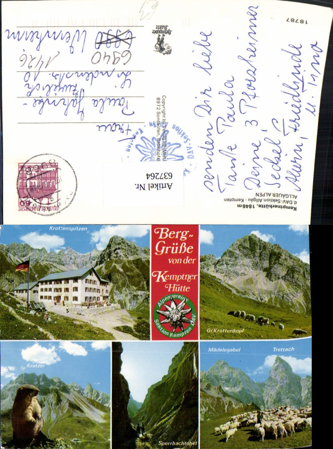 637264,Mehrbild Ak Kempten Kemptnerhütte Allgäu Murmeltier