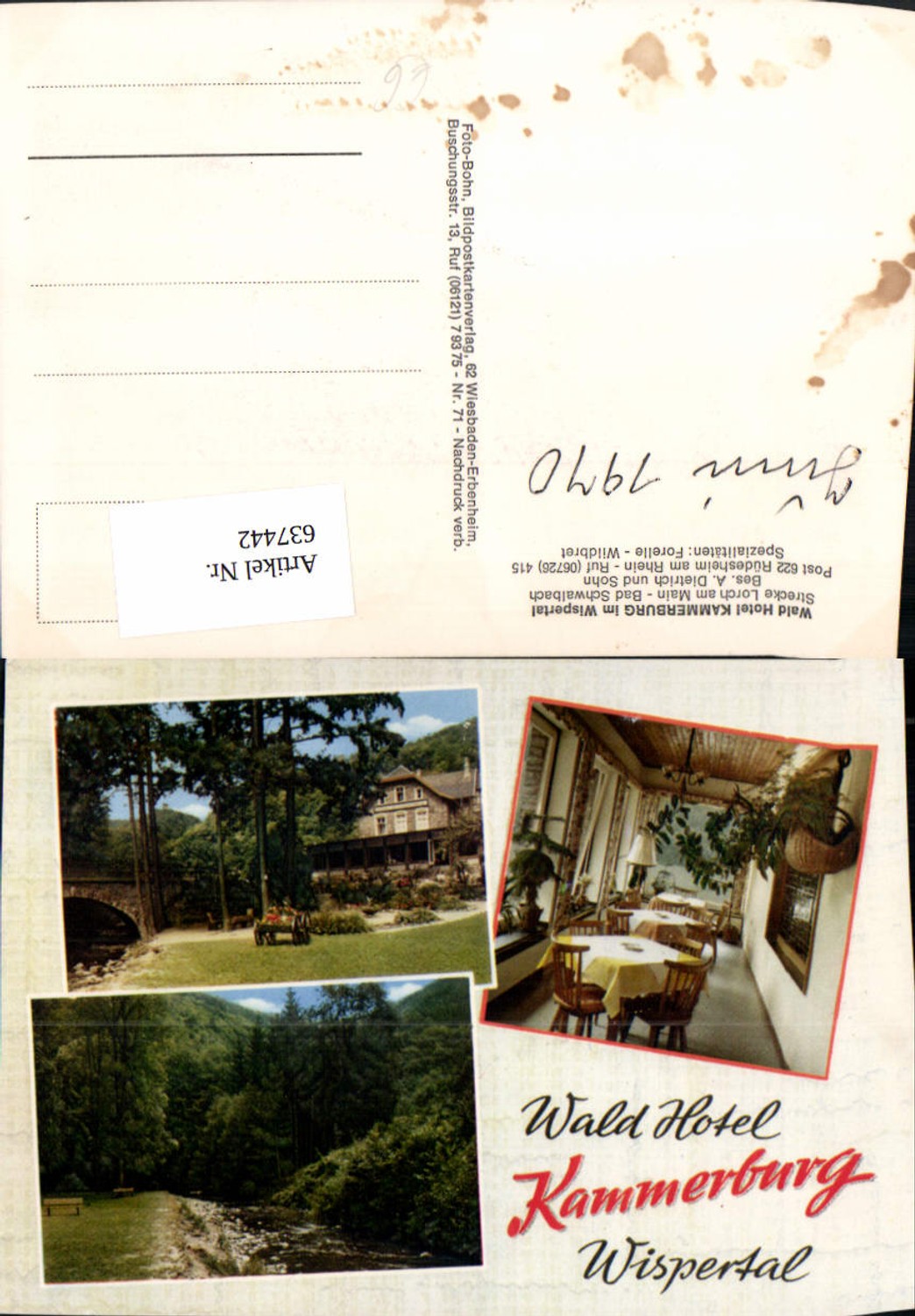 637442,Mehrbild Ak Rüdesheim a. Rhein Wald Hotel Kammerburg Wispertal