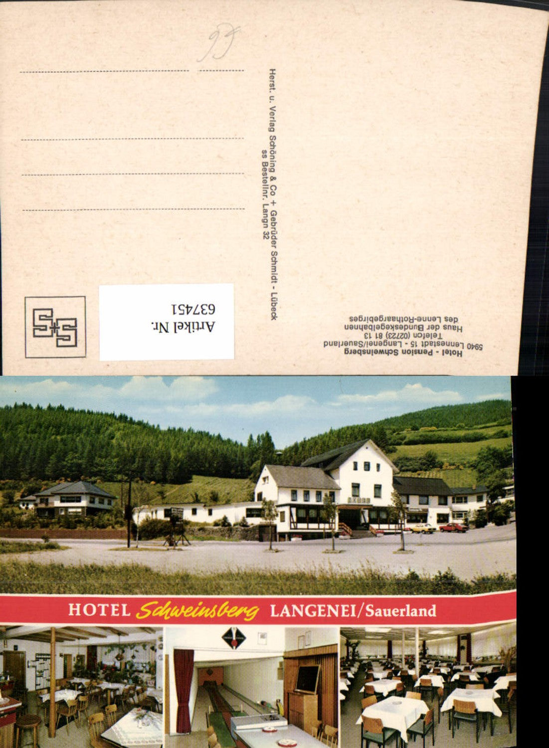 637451,Mehrbild Ak Langenei Lennestadt Sauerland Hotel Pension Schweinsberg