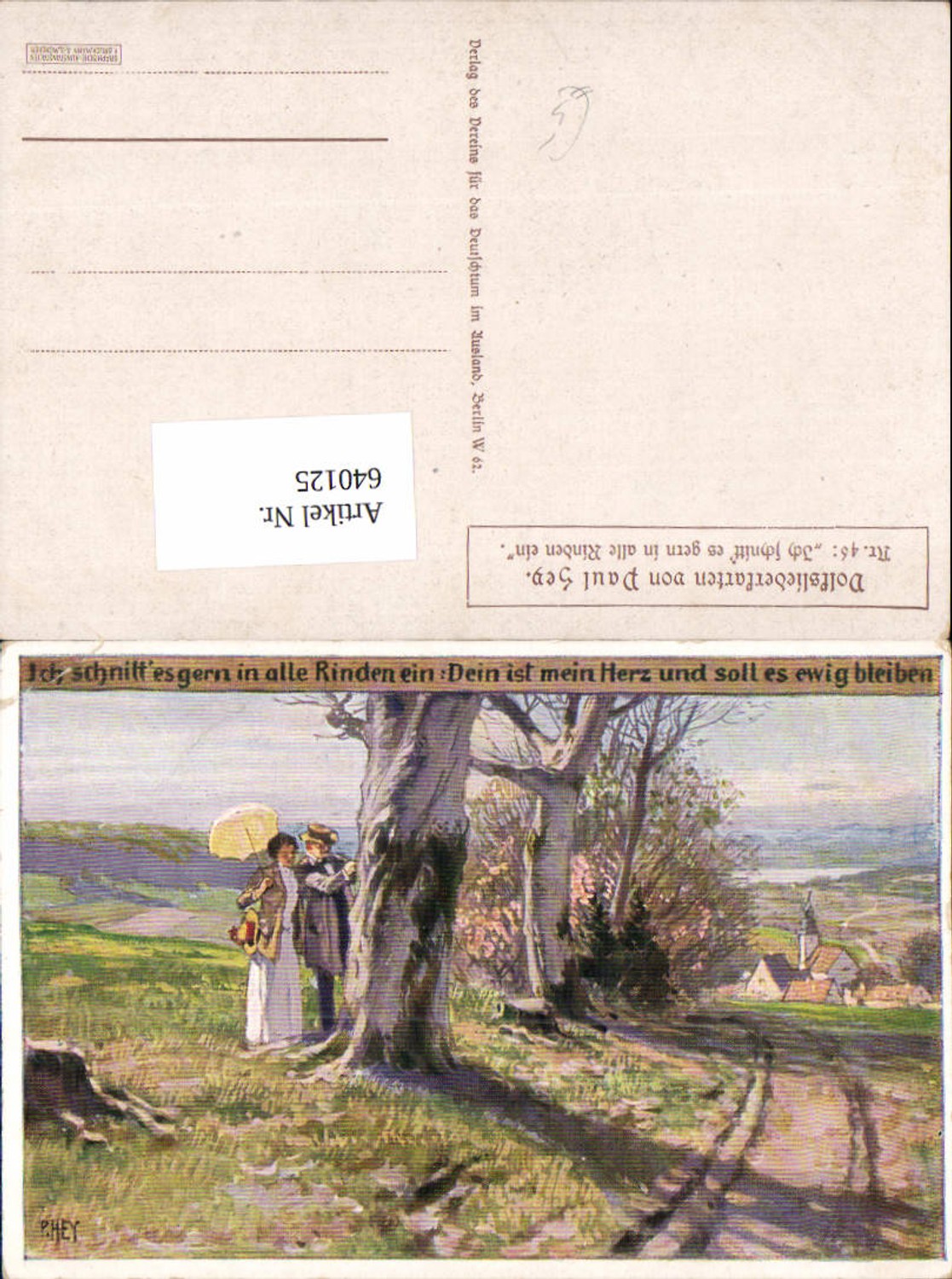640125,Künstler AK Paul Hey Volksliederkarte 46 Frau Wachau Spitz Schirm