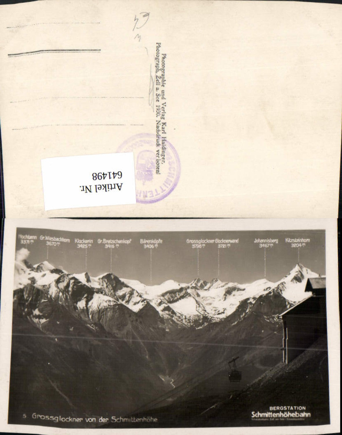 641498,Großglockner v. d. Schmittenhöhe b. Zell a. See Seilbahn Gondel