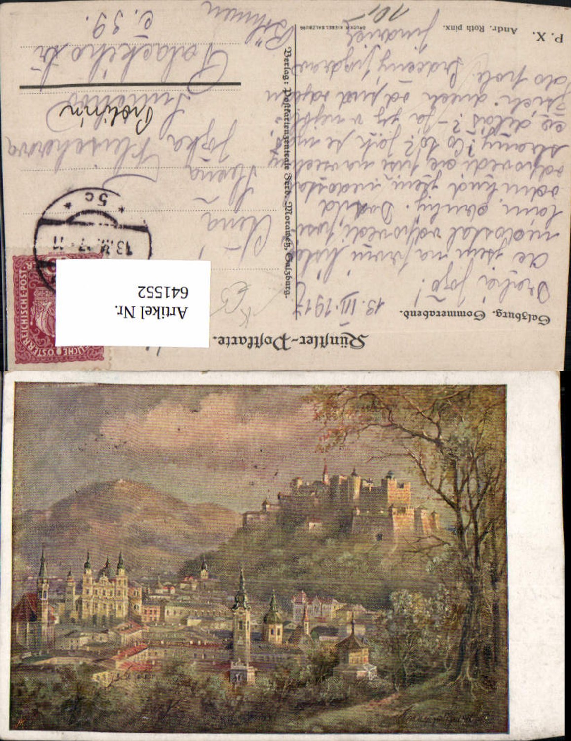 641552, Artist Ak Andr. Roth Salzburg Summer Evening