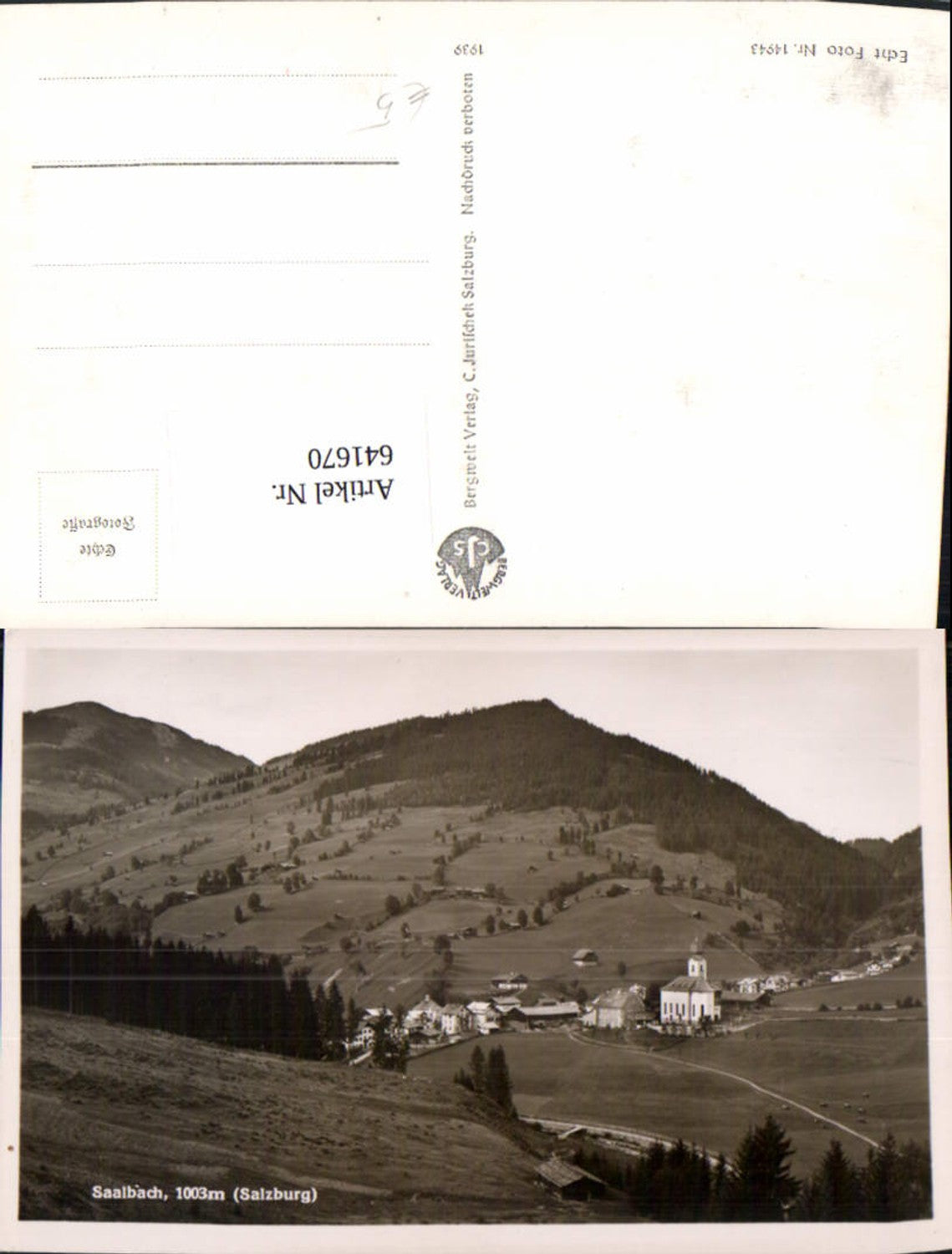 641670,Foto Ak Saalbach-Hinterglemm Saalbach Ansicht m. Kirche