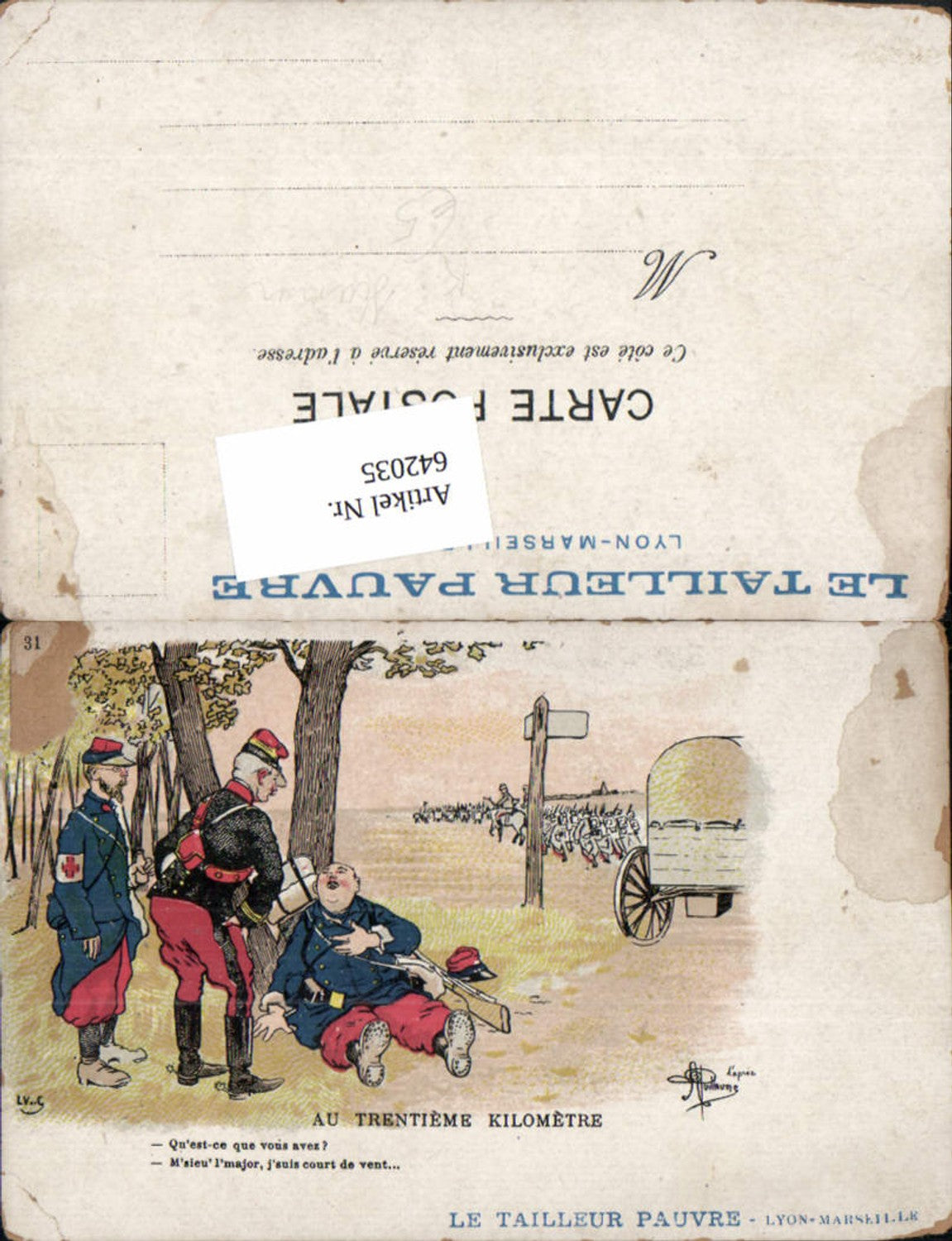 Guillaume Satire Karikatur Humor Scherz Militär Marsch Au trentieme Kilometre