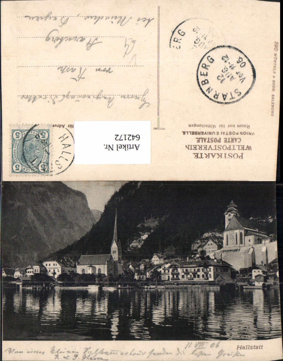 642172,Hallstatt Ansicht pub Würthle Sohn 390