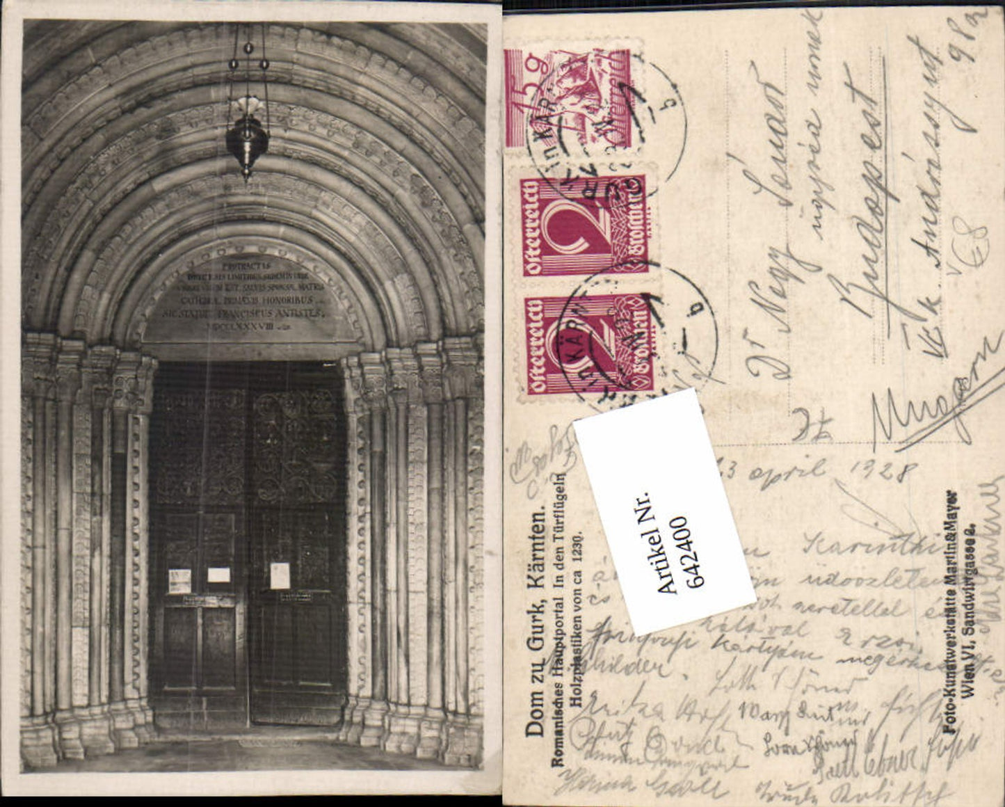 642400,Foto-AK Gurk Dom Romanisches Hauptportal Portal pub Martin & Mayer Fotokunst