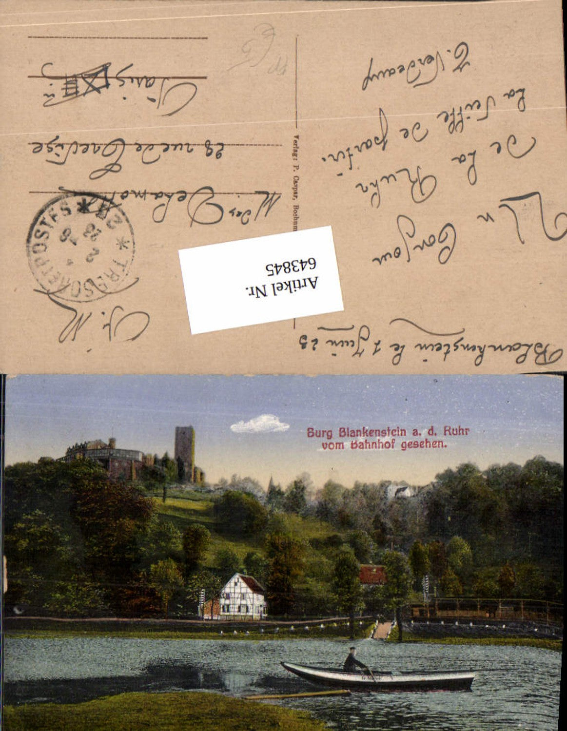 643845,Burg Blankenstein an der Ruhr Boot Bahnhof aus Hattingen Französische Feldpost