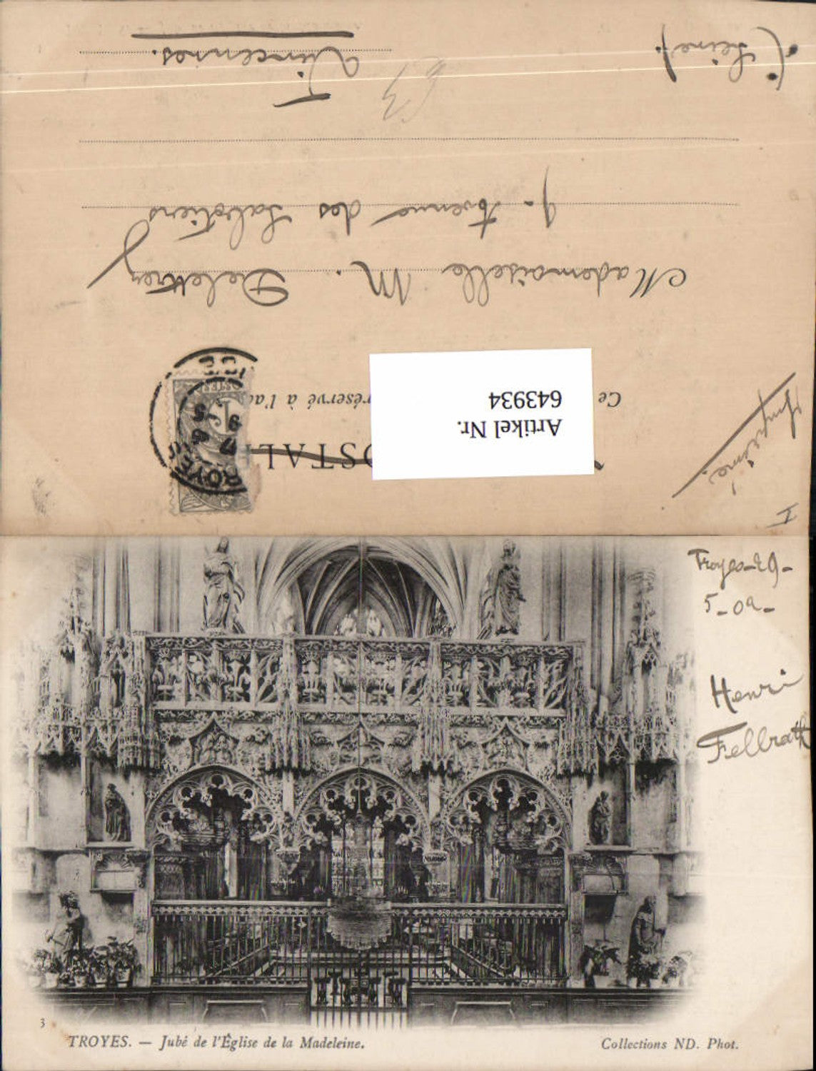 643934,Troyes Aube Eglise Sainte Madeleine