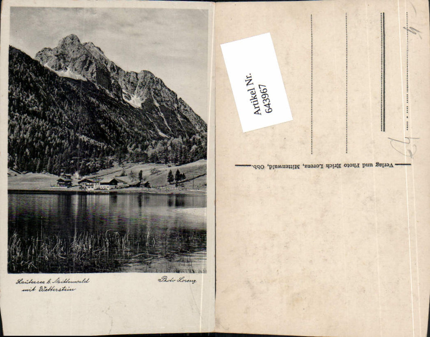 643967,Foto Ak Lautersee b. Mittenwald m. Wetterstein pub Photo Lorenz